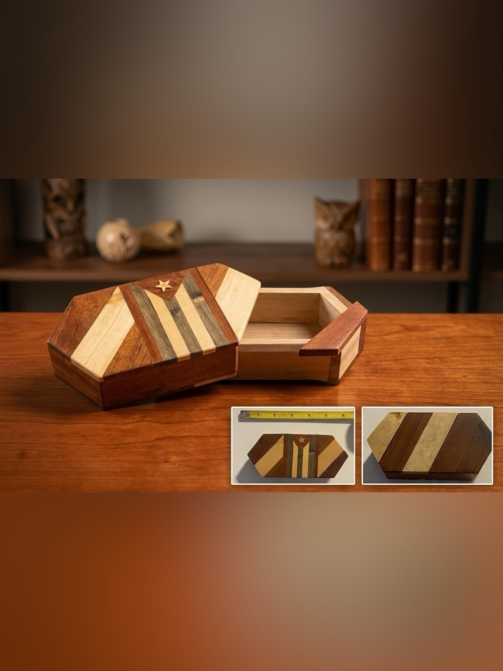Rare Vintage Handcrafted Magic Puzzle Stash Box Secret Wooden Trinket Mechanical